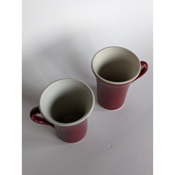 Vintage HALL Pottery USA 343 Maroon Burgundy Restaurant Ware Mugs 4 1/4" Tall - Picture 7 of 11